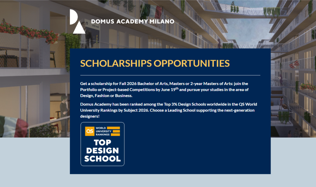 Domus Academy scholarship 2026